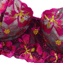 Dame sæt med blonder og blomsterbroderi bh og trusser polyester elastan rosa til daglig brug 3