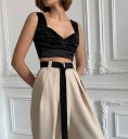 Dame satin crop top med høj halsudskæring 7