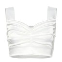 Dame satin crop top med høj halsudskæring 2