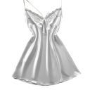 Dame satin natkjole med blonder Elegant ensfarvet kjole med V-udskæring Luksus natundertøj i let polyester Forskellige farver 11