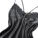 Dame satin natkjole med blonder Elegant ensfarvet kjole med V-udskæring Luksus natundertøj i let polyester Forskellige farver 6