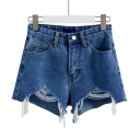 Dame shorts Høj talje Med lommer Jeans Revnet Design Bomuld Terylen Sommer moderne denim shorts 5