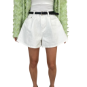 Dame shorts Løs pasform Ensfarvet Denimlook Polyester Lommer Casual sommer shorts til hverdag 4