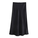 Dame sommer satin nederdel med høj talje Elegant bred nederdel med sløjfe Let og luftigt materiale Ideel til sommer og fester 1