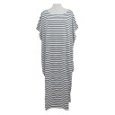 Dame sommer stribede maxi kjoler Asymmetrisk kant med sidelæg Løs pasform Bred udskæring Korte ærmer Polyester med spandex 1
