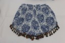 Dame sommershorts med frynser - Blå 2
