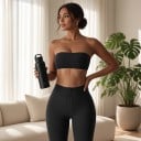Dame sport bh uden stropper i bandeau stil med lige øverste kant og glat overflade uden lukning til yoga og fitness 4