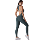 Dame Sport Overall Med Stropper Og Åbne Ryg Og Leggings Med Lynlås I Uddybningen Ensfarvet Fitness Overall Af Nylon 18