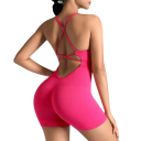 Dame sport overall Tynde stropper åbne ryg og shorts Ensfarvet fitness overall i nylon og spandex 6