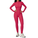 Dame sportsoverall T-shirt med lange ærmer og leggings Med lynlås i udskæringen Ensfarvet overall i nylon og spandex 4