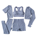 Dame Sportssæt Leggings Shorts Sports-BH T-Shirt Kort og Lang Ærme Ensfarvet Fitness Sæt 4