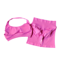 Dame sportssæt med shorts og sports-bh, ensfarvet, nylon, spandex, behageligt og stilfuldt til fitness og træning 5