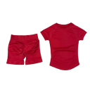 Dame sportssæt med shorts og t-shirt med korte ærmer, ensfarvet, nylon, spandex, komfortabel og stilfuld til fitness 15