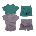 Dame sportssæt med shorts og t-shirt med korte ærmer, ensfarvet, nylon, spandex, komfortabel og stilfuld til fitness 2