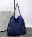 Dame stor skuldertaske med kædetræk Blød rummelig taske med metal kædetræk PU-læder 40 x 38 x 12 cm 8