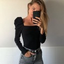Dame strikket bodysuit med firkantet halsudskæring 5