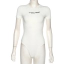 Dame strikket bodysuit med korte ærmer B768 1