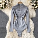 Dame strikket bodysuit med lange ærmer B774 6