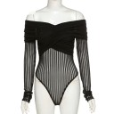 Dame strikket bodysuit med synlige skuldre B787 1