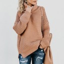 Dame strikket oversized rullekrave 6