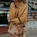Dame strikket oversized rullekrave 8