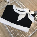Dame strikket T-shirt med sløjfe 7