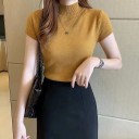 Dame strikket turtleneck T-shirt 5