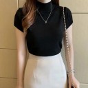 Dame strikket turtleneck T-shirt 1
