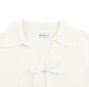 Dame sweater crop top med krave Kort ærme Tre snore til binding foran Ensfarvet sommer top Forskellige farver Polyester Bomuld 3