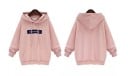 Dame sweatshirt med hætte og tryk af tekst på brystet Kængurulomme Justerbare snore Ribstrikkede manchetter og kant Løs pasform Polyester 5