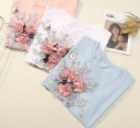 Dame T-shirt med 3D-blomster 1