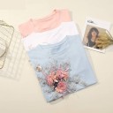 Dame T-shirt med 3D-blomster 2