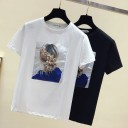 Dame-T-shirt med 3D-hårmotiv 3