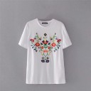 Dame T-shirt med blomster A960 6