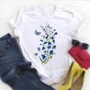 Dame-T-shirt med blomstermotiv 7