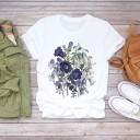 Dame T-shirt med blomsterprint B374 11