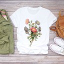 Dame T-shirt med blomsterprint B374 10