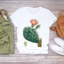 Dame T-shirt med blomsterprint B374 9