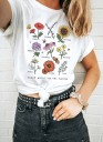 Dame T-shirt med blomsterprint 1
