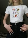 Dame T-shirt med blomsterprint 2