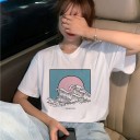 Dame-T-shirt med bølgemotiv 2