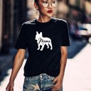 Dame T-shirt med bulldog-print 1