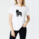 Dame T-shirt med bulldog-print 2