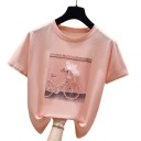 Dame T-shirt med cykelprint B113 6