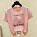 Dame T-shirt med cykelprint B113 2