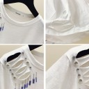 Dame T-shirt med dekoration og udskæringer B384 3