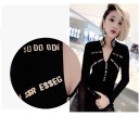 Dame T-shirt med dekoration, sort A1256 2