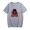 Dame T-shirt med djævleprint B353 3
