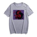 Dame T-shirt med djævleprint B353 5