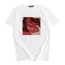 Dame T-shirt med djævleprint B353 4